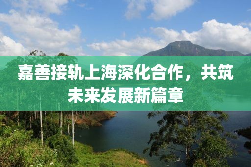 嘉善接軌上海深化合作，共筑未來發(fā)展新篇章