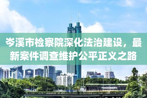 岑溪市檢察院深化法治建設(shè)，最新案件調(diào)查維護(hù)公平正義之路
