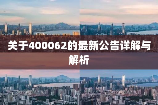 關于400062的最新公告詳解與解析